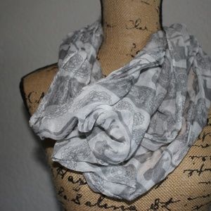 White/Grey Elephant Scarf and Pink/Black Scarf